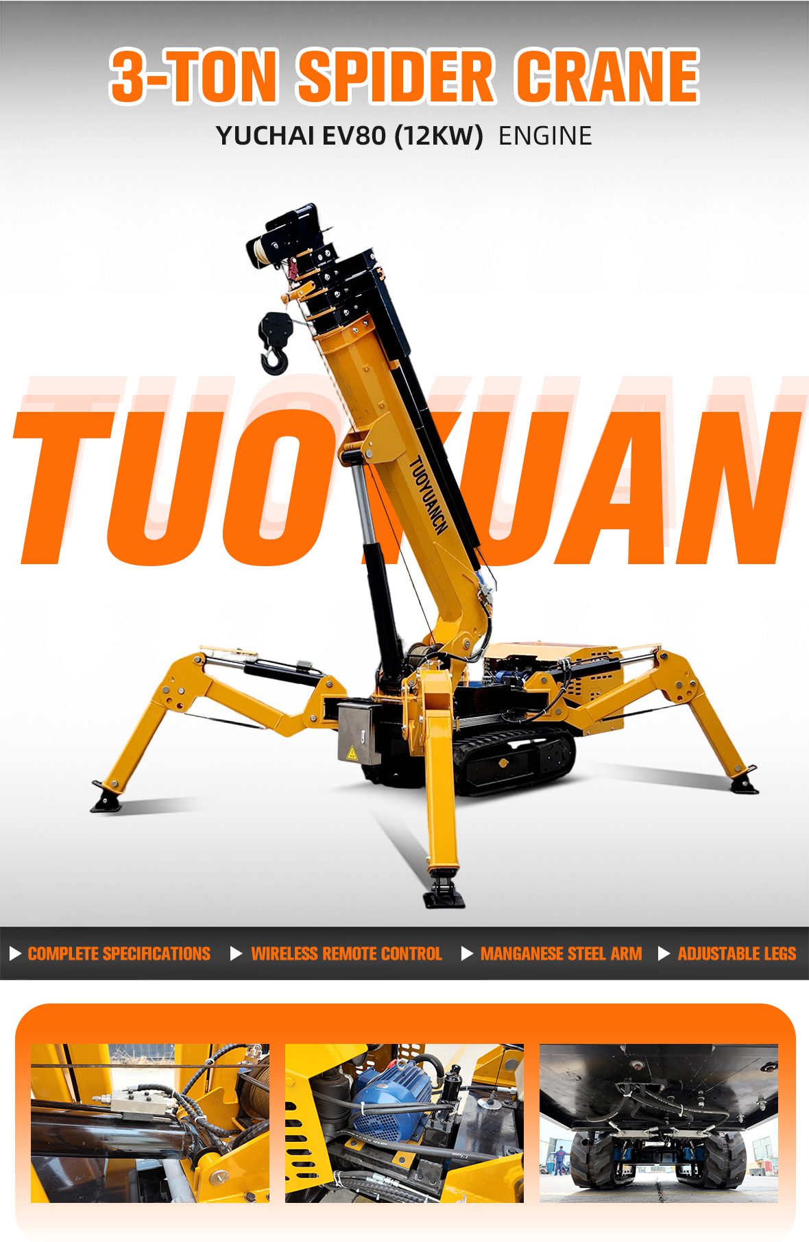 Crawler Spider Crane 2 Ton black real leather wallet