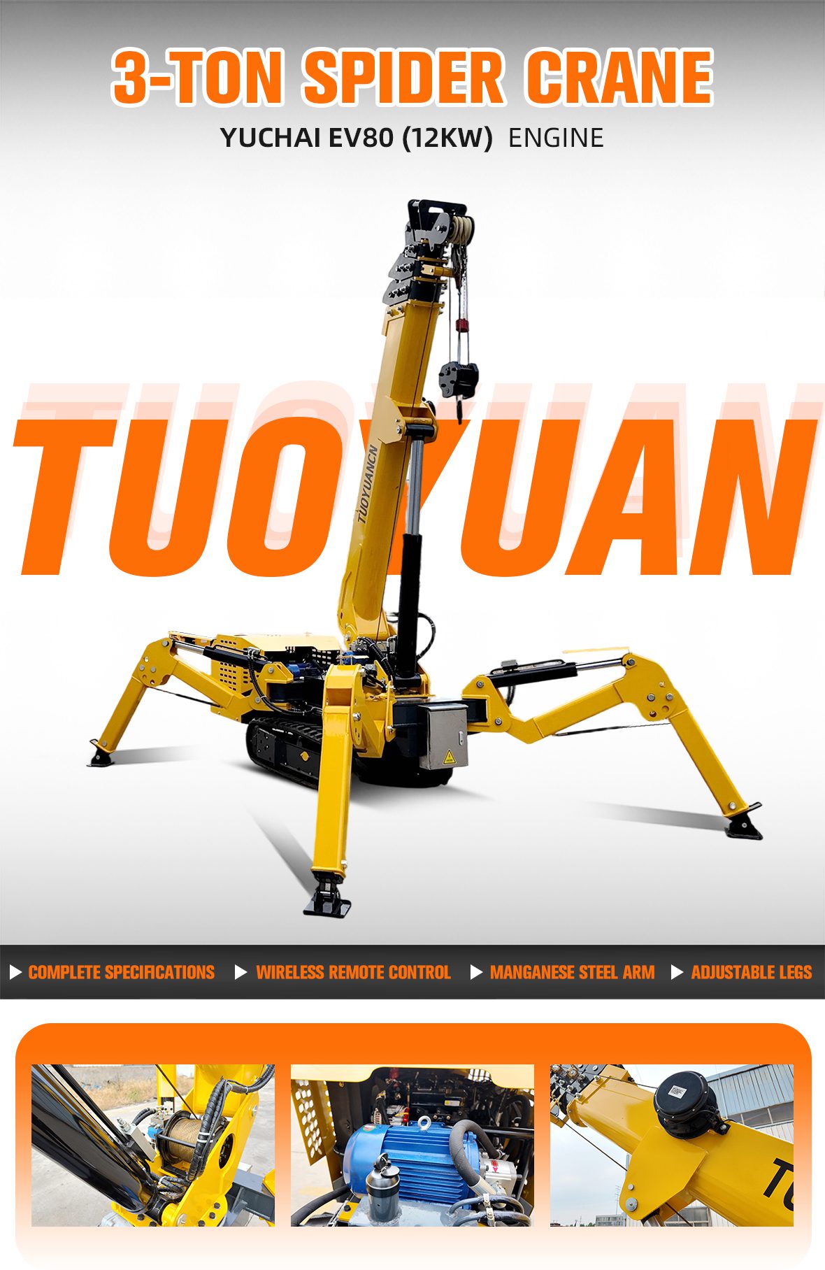 Crawler Spider Crane 2 Ton black real leather wallet