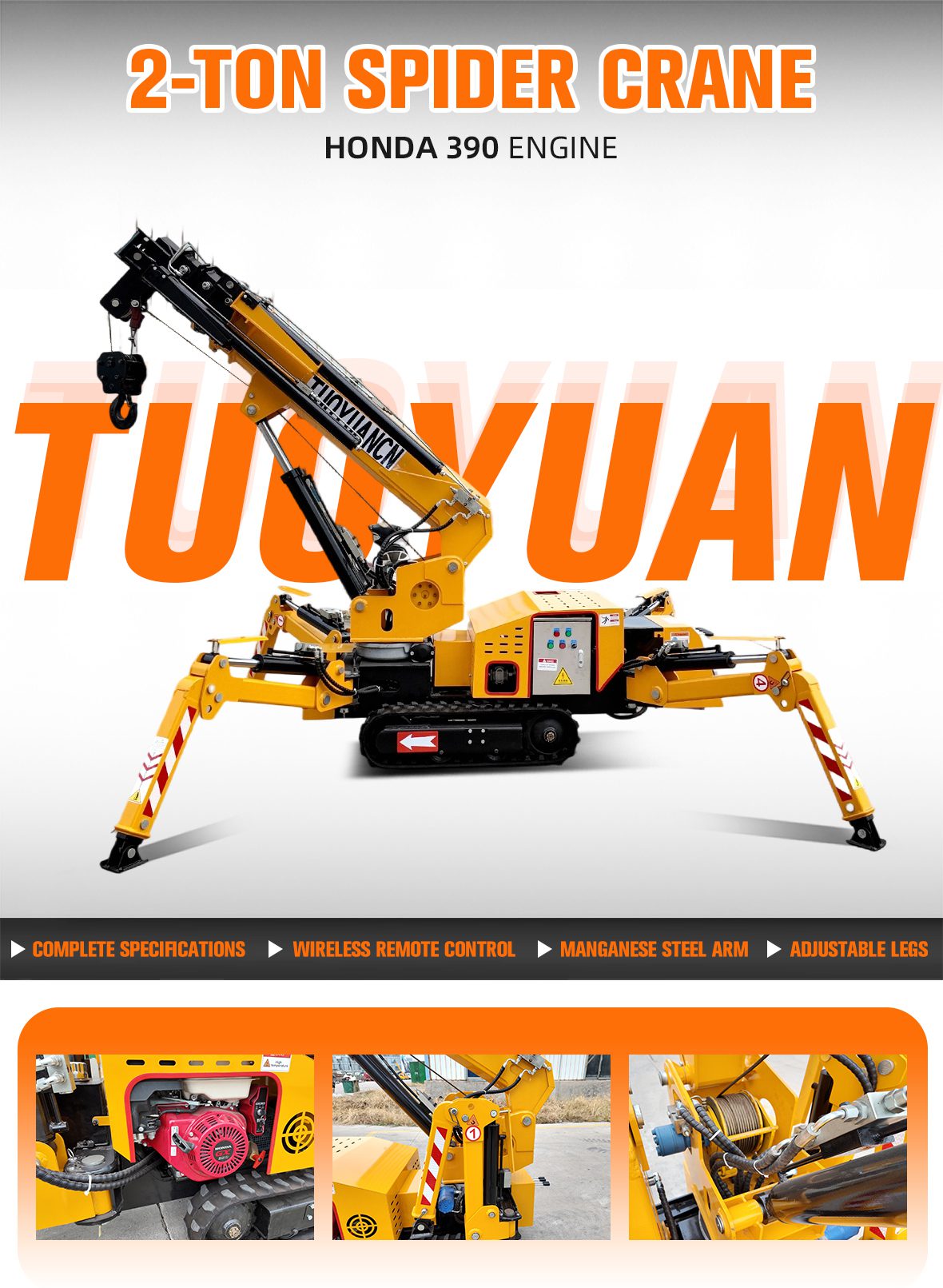 Crawler Spider Crane 2 Ton black real leather wallet