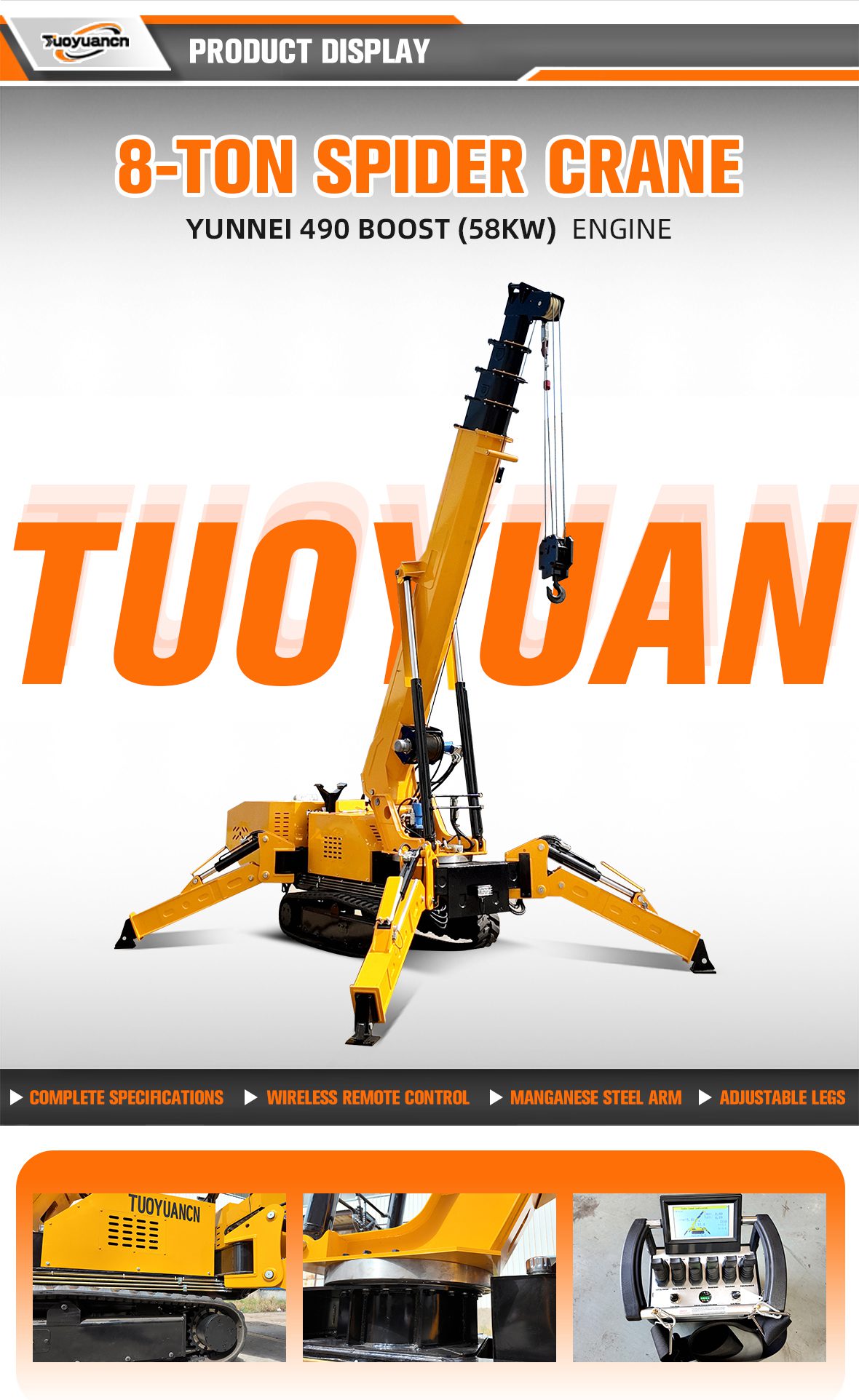 Crawler Spider Crane 2 Ton black real leather wallet